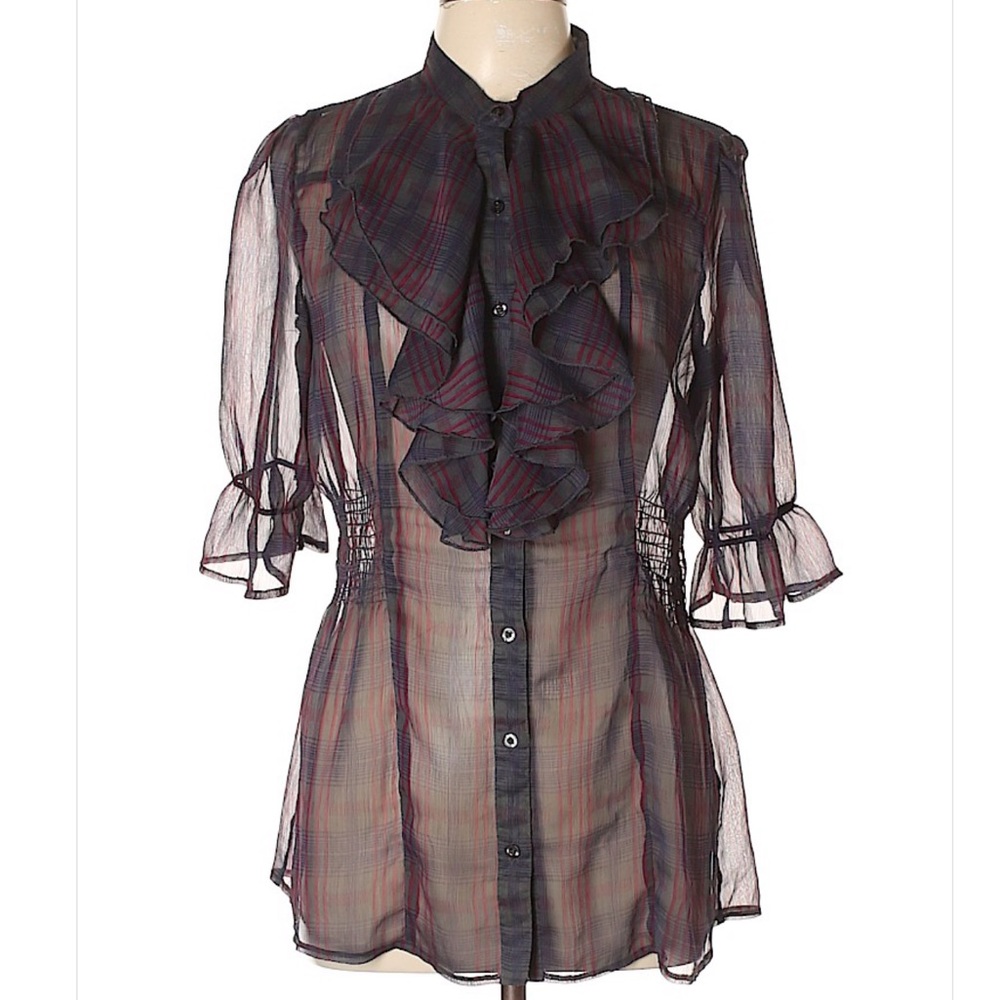 Cotton express ruffled collar top